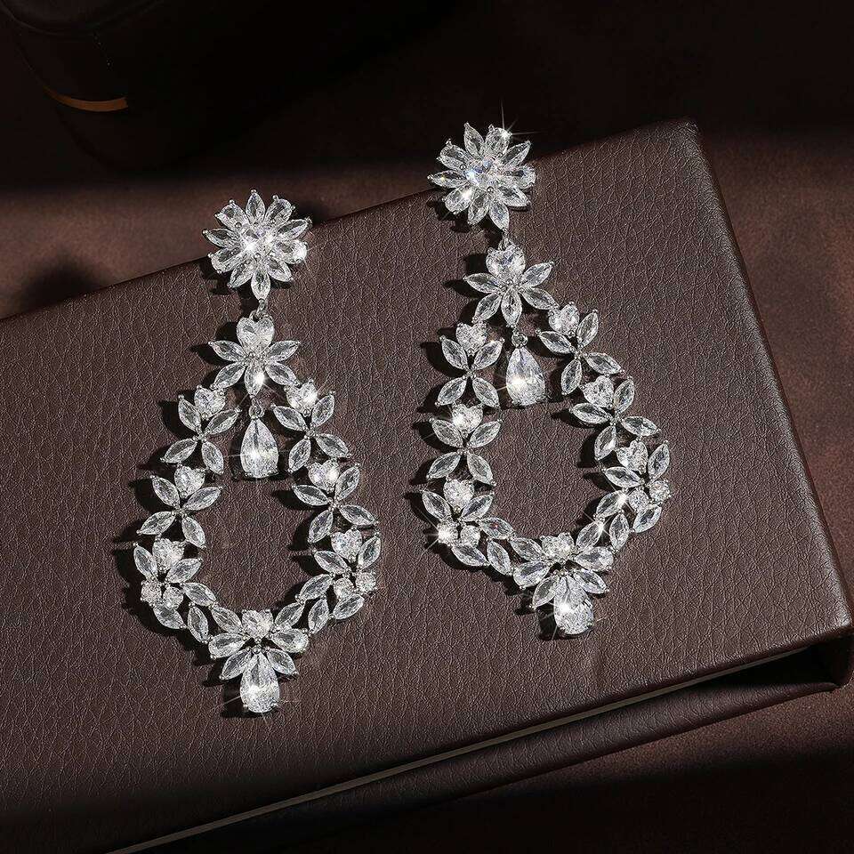ZAKOL Luxury Buling Mirco Paved Cubic Zircon Dangle Drop Earrings For Women Exquisite Bridal Earring Wedding Jewelry