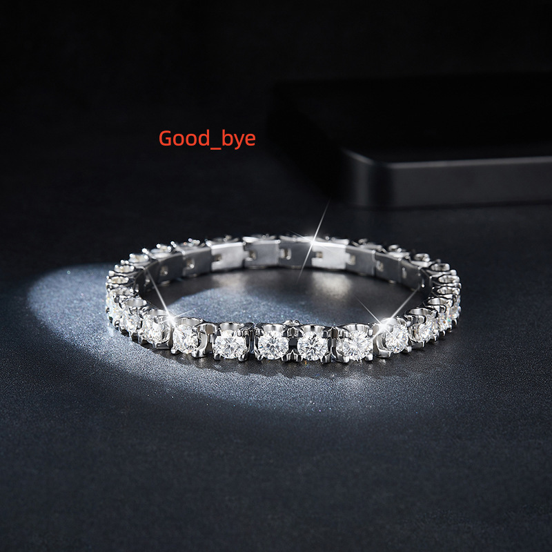 Trendy 925 Sterling Silver Round Brilliant Cut 5mm D Color VVS1 Moissanite Tennis Chain Bracelet Fine Jewelry for Women
