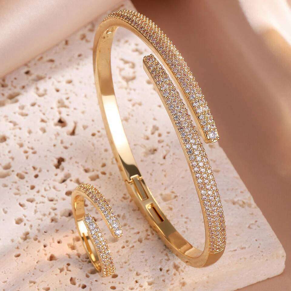 ZAKOL Trendy Zircon Bracelet Ring Set for Women Exquisite Birthday Jewelry Gift Exclusively Designed Fashion Accessory