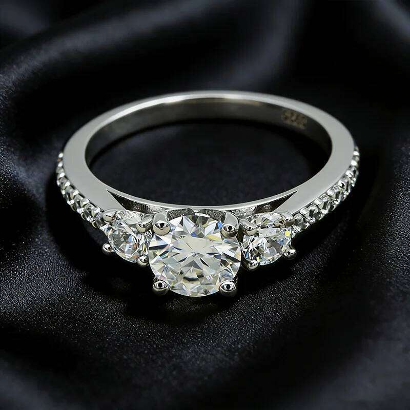 1.8ct D Color Moissanite Ring For Women 925 Sterling Silver with White Gold Plated Lab Diamond Engagement Wedding Band Jewelry 9be