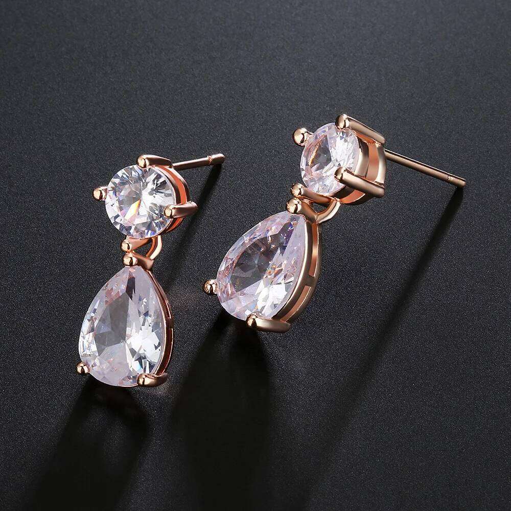 ZAKOL Classic Geometric Water Drop Zircon Bridal Earrings AAA Clear Crystal Luxury Wedding Party Jewelry for Women