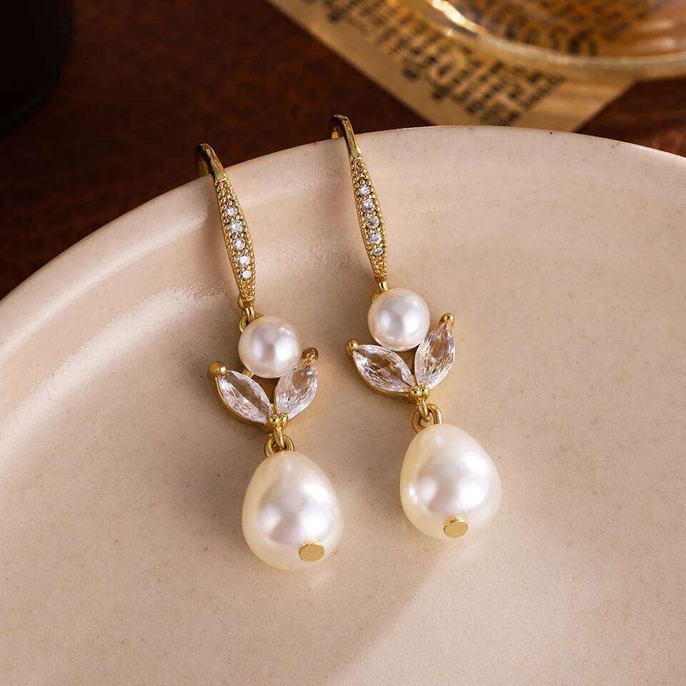 ZAKOL New Glorious Shiny Zircon Smooth Imitation Pearls Drop Earrings for Women Fashion Elegance Wedding Party Jewelry Gift