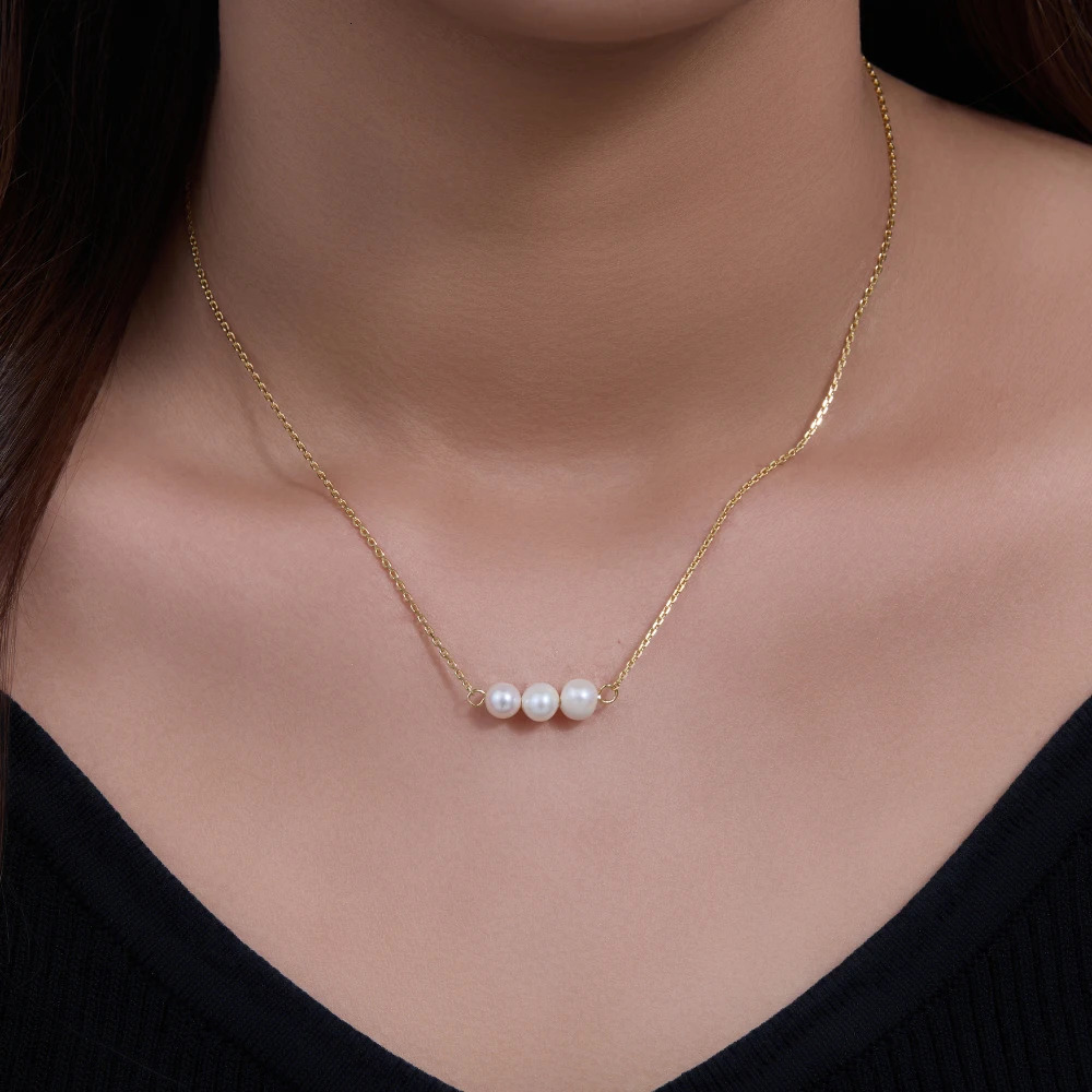 Natural Freshwater Pearl Necklace for Women 925 Sterling Silver Elegant Simple Minimalist Choker Chain 251223