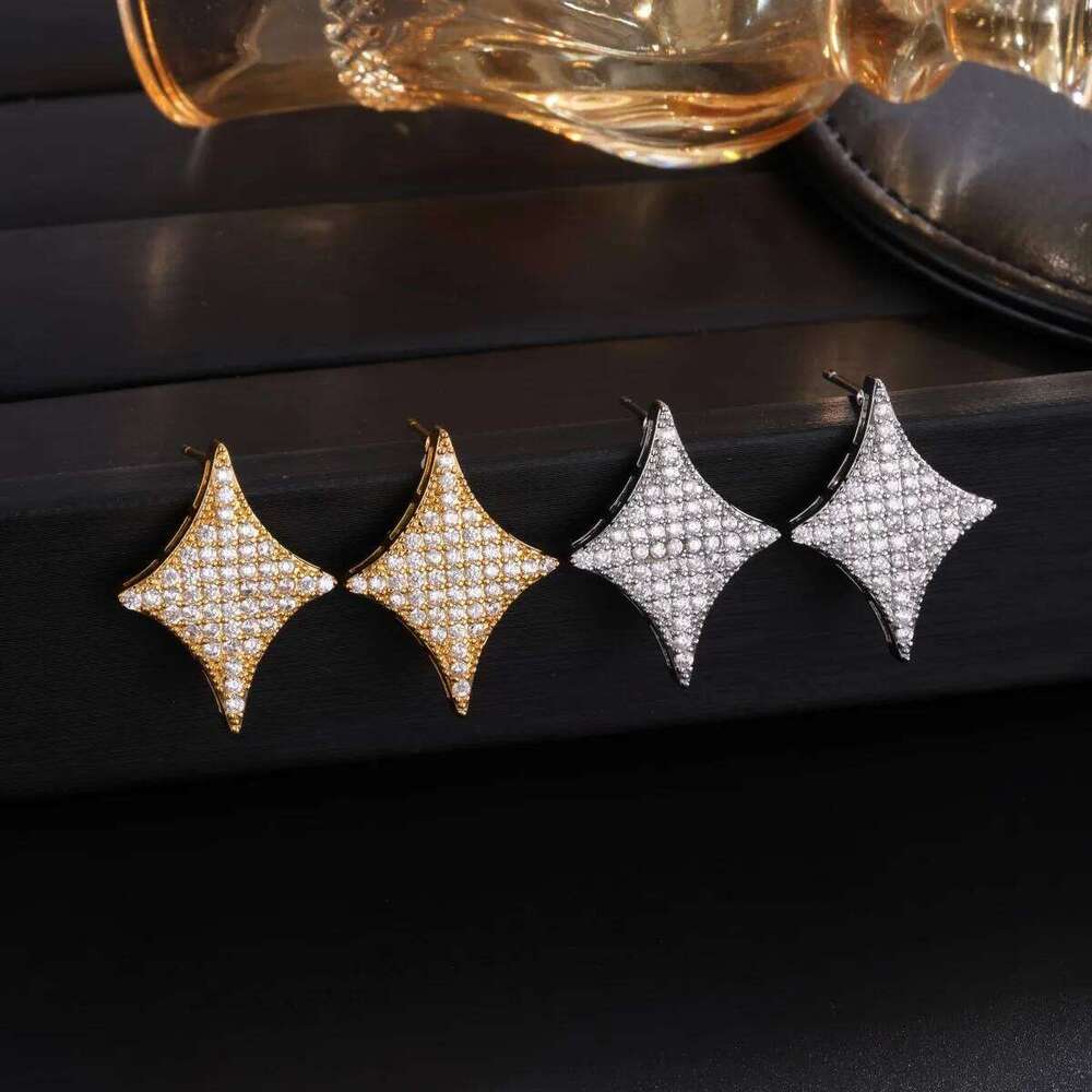 ZAKOL Micro Inlaid Zircon Four Pointed Star Earrings For Women Exquisite High-end Jewelry Gifts