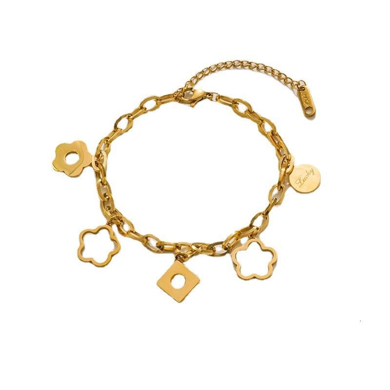 Luxury Brand Designer Jewelry Fashion Korean Titanium Steel Flower Small Pendant Bracelet Cute Girls Stainless Steel Pendant Jewelry Manufacturer Supp