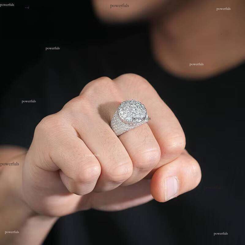 Fashion Diatomaceous Earth Ring 925 Sterling Silver Men's Pass Diamond Tester VVS Ice Fire Jewelry GRA Certificate