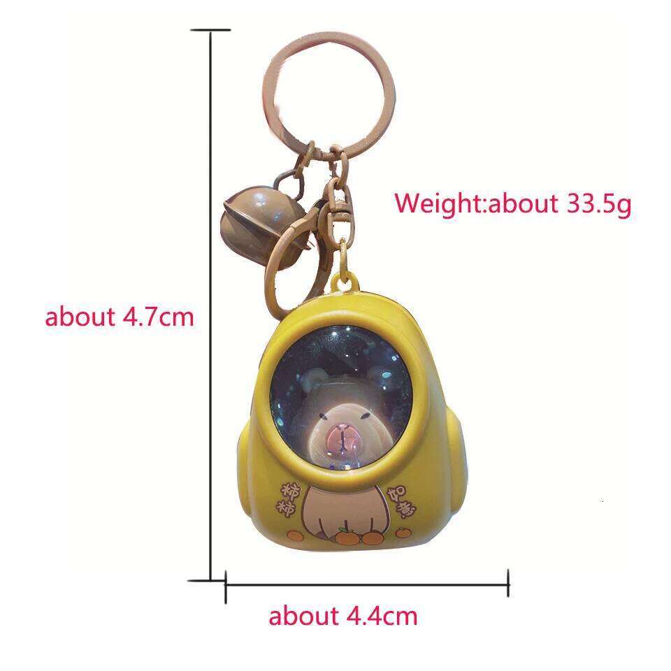 ZAKOL Creative Kapibala Luminous Keychain Cute Cartoon Space Capsule Capybara Keyring Bag Pendant Trinket Accessories Gift