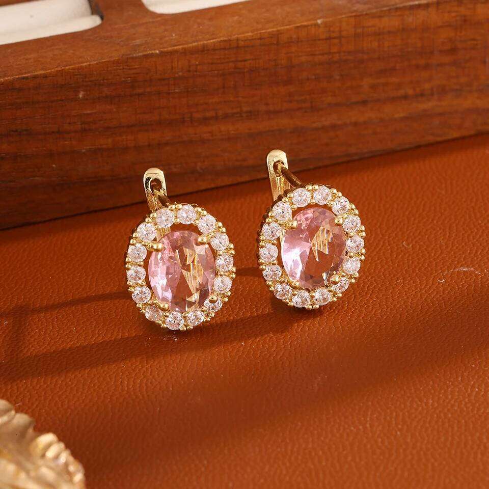 ZAKOL Classic Multicolor Oval Cubic Zirconia Drop Earrings for Women Elegant Simple Ear Accessories Birthday Party Jewelry Gift