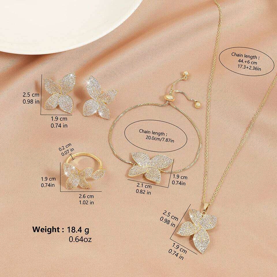 ZAKOL Luxury Micro Pave Setting Cubic Zirconia Leaf Earrings Ring Bracelet Necklace Gorgeous Dubai Jewelry Set For Dinner Party