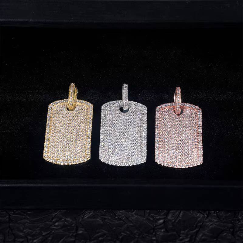 Factory Ready to Ship 925 Sterling Silver 925 Silica Pendant Rope Chain Trendy Hip Hop Style Tagged Chilled Pendant Jewelry