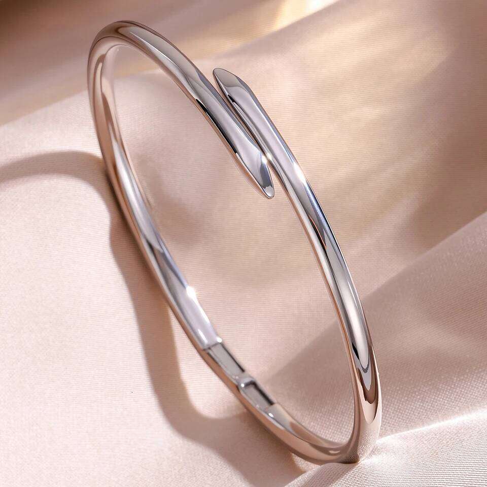 ZAKOL 1Pcs Minimalist Fashion Solid Metal Nail Bracelet for Women Men Copper Plating 18K Gold Color Jewelry Gift