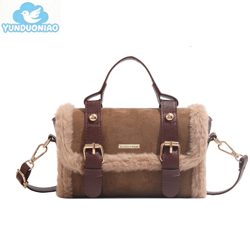 Fashion handbag new plush small square bag shoulder bag fashion tote bag trendy women's bag