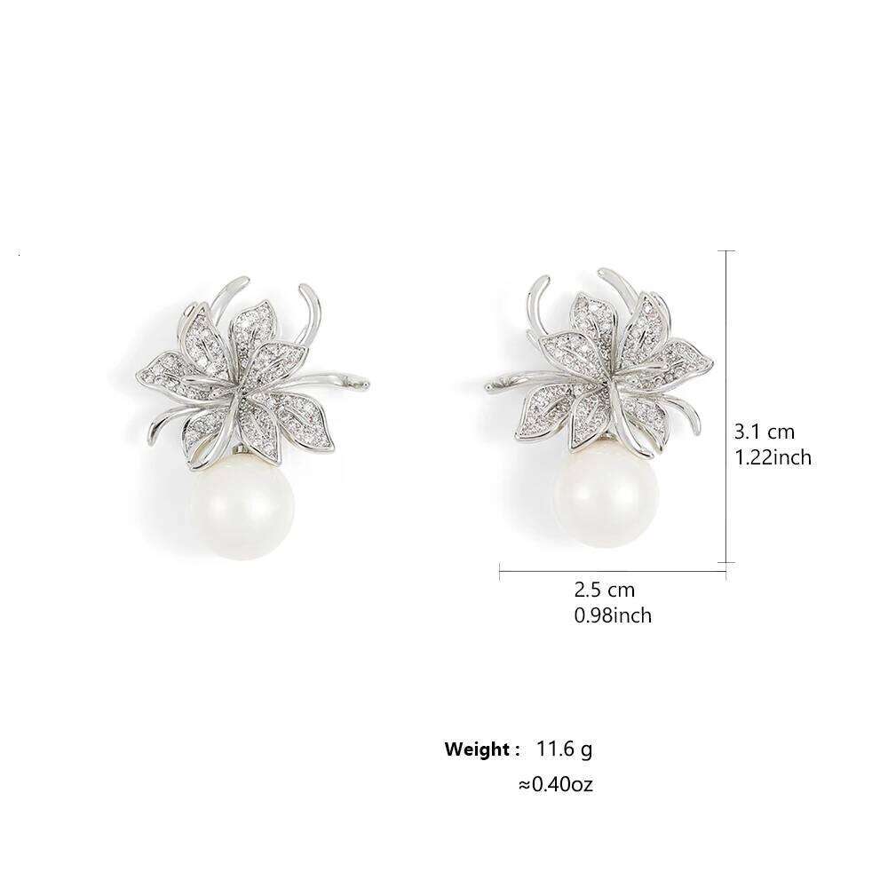 ZAKOL Gorgeous Flower Imitation Pearl Earrings for Women Luxury Inlaid Sparkling Zircon CZ Wedding Jewelry Wholesale