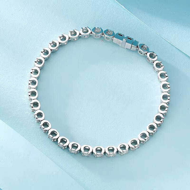 Luxury 18K Solid Gold Tennis Chain Hip-hip Bracelet Iced Def Vvs Hpht Lab Grown Diamond Gold Jewelry for Men Women