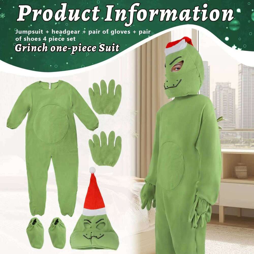 Couple Suit Grinch One Piece Pajamas Fleece Lined Series Home Loungewear
