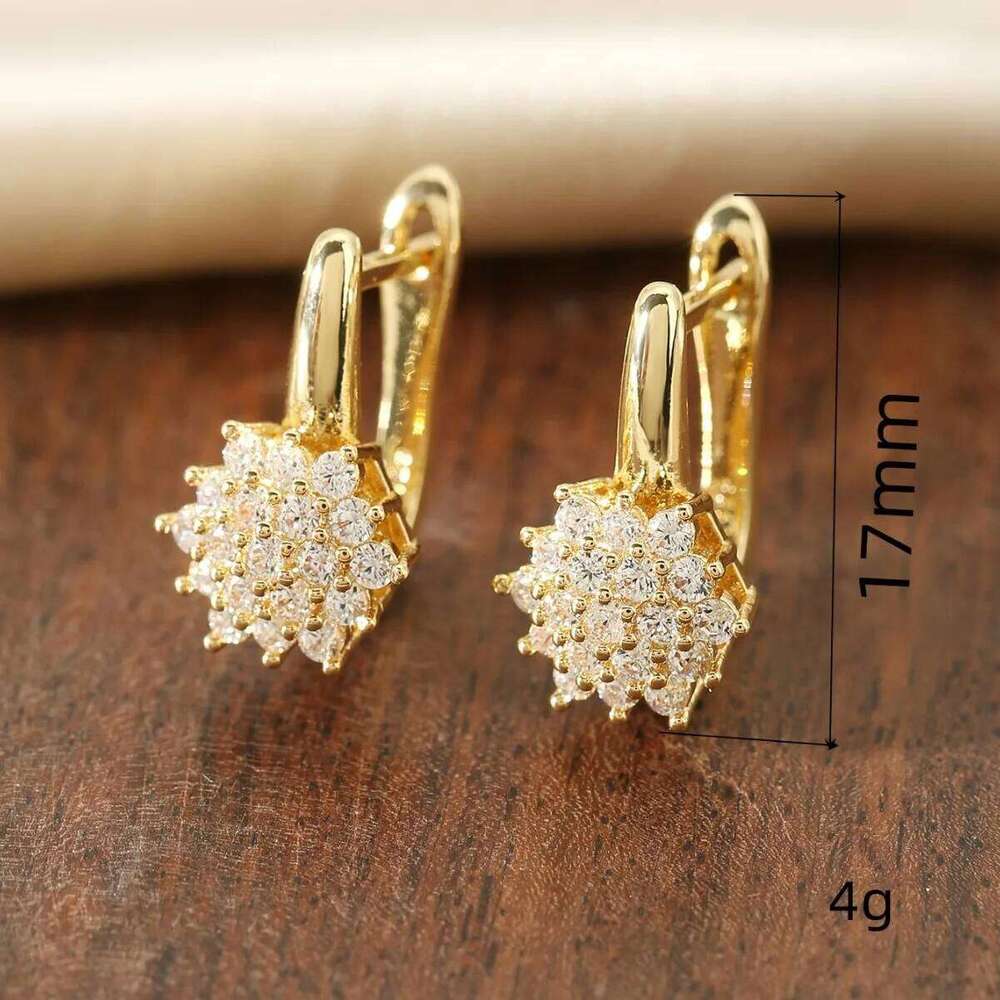 ZAKOL Fashion Rose Gold Color Flower Hoop Earrings for Women CZ Crystal Zircon Earring Brincos