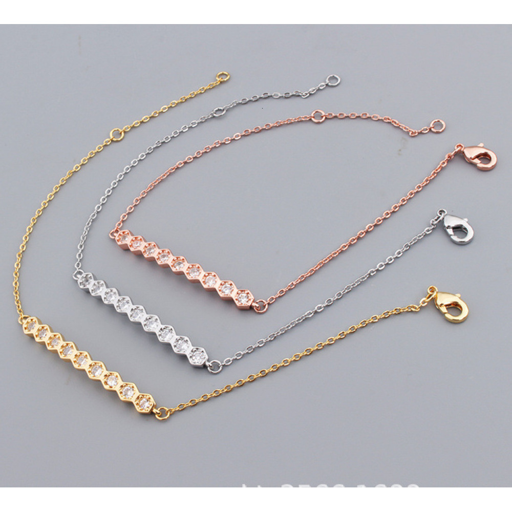 Simple Fashion Hexagonal Full Diamond Bracelet Fresh Style Popular Women's Bracelet Japanese And Korean Style Mori Jewelry Wholesale