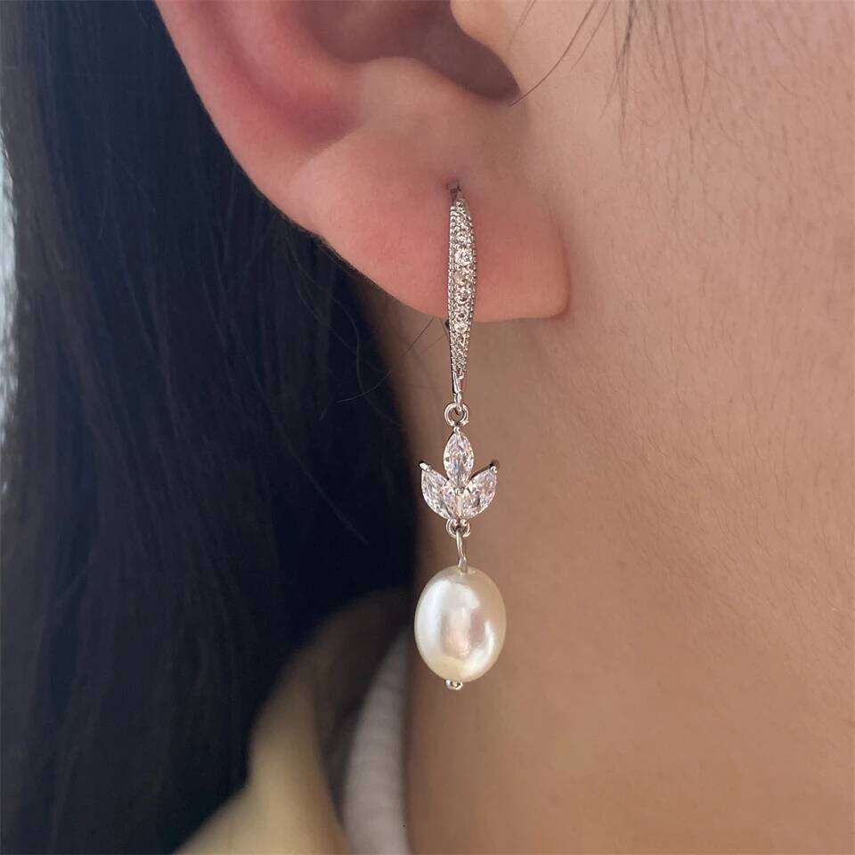 ZAKOL Brand Classic AAA Cubic Zirconia Hook Earrings for Women Elegant Geometric Water Drop Teardrop Zircon Bridal Earring