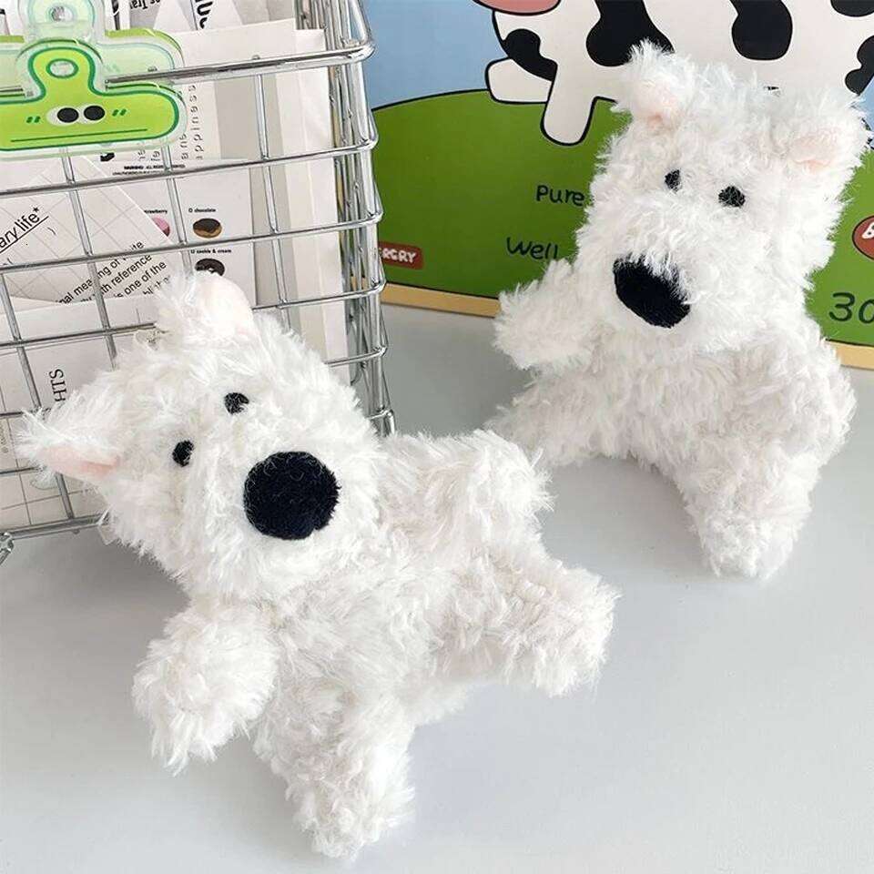 ZAKOL Cute West Highlands Plush Doll Keychain Puppy Cartoon kawaii Pendant Couple Bag Charms Accessories Gift