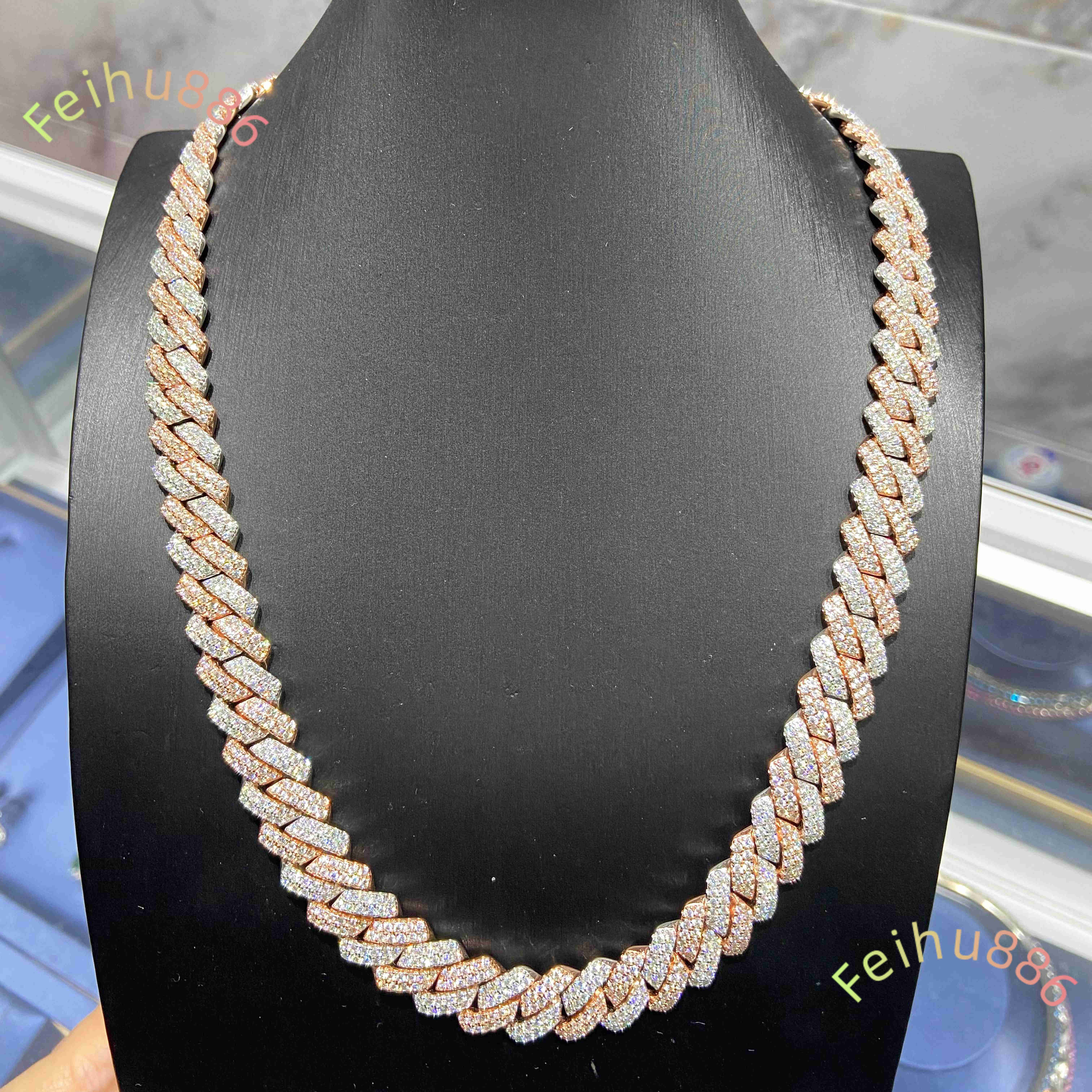 Cadermay Customized Fashion Hip Hop Jewelry 925 Silver 15mm 2 Rows Iced Out Moissanite Cuban Necklace Chain for Rapper Men