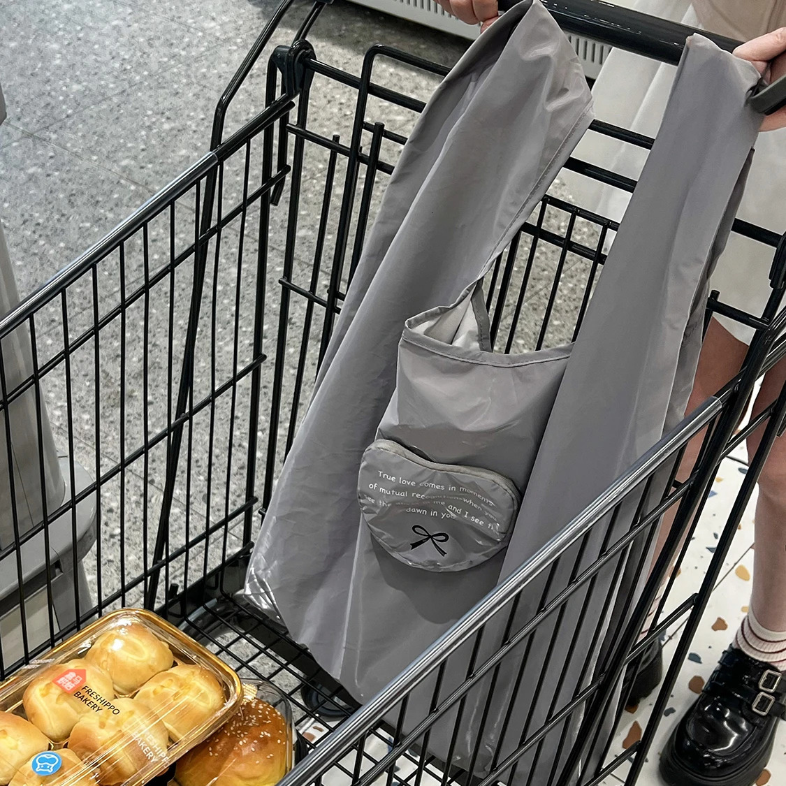 Large Capacity Heart Environment Shopping Bag Supermarket Foldable Portable Tote Bag Fashion Shopping Carry Bag For Ladies 251225