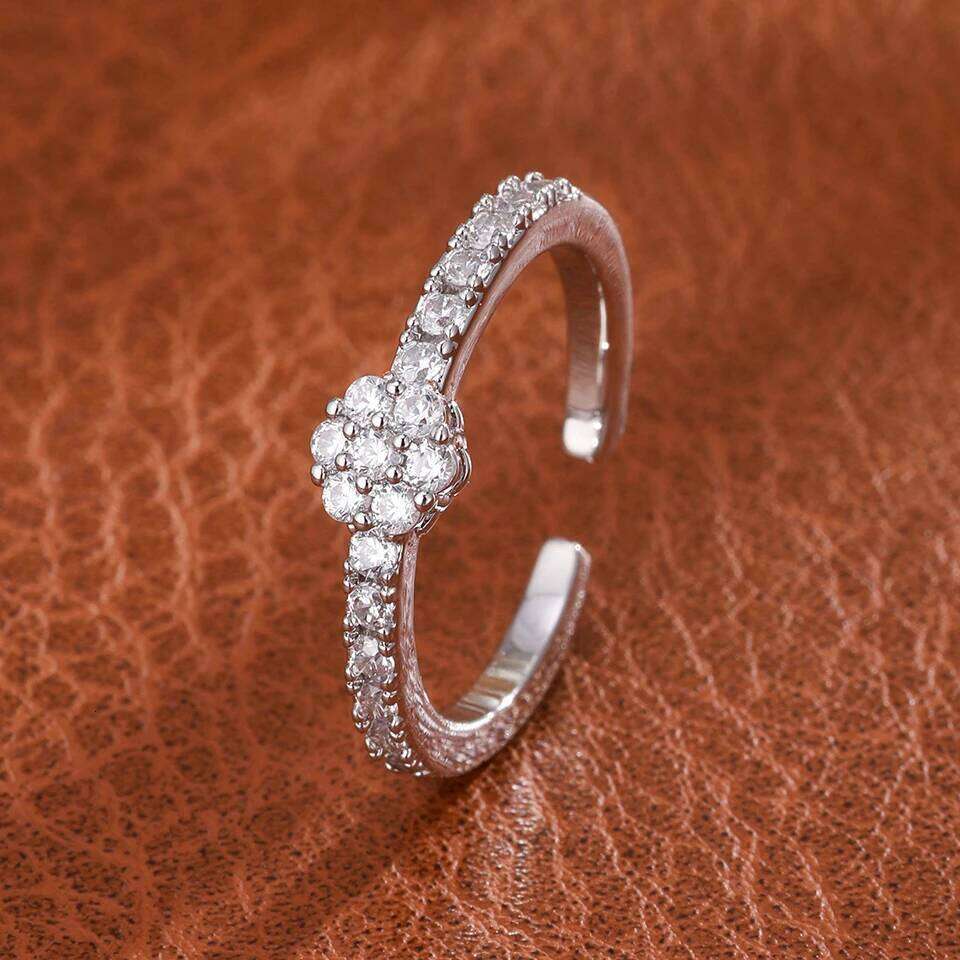 ZAKOL Light Luxury Round Zircon Inlaid Thin Ring for Ladies Simple Fashion Versatile Wedding Engagement Party CZ Jewelry