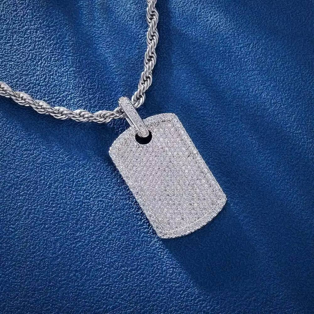 Popular Hiphop Jewelry Fully VVS Moissanite Sterling Silver 925 Dog Tag Iced Out Pendant