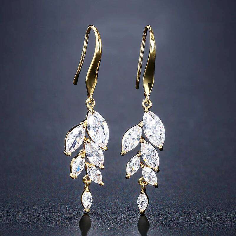 ZAKOL Classic Marquise Leaf Zircon Drop Hook Earrings Elegant Brilliant Crystal CZ Bridal Earring Wedding Jewelry Wholesale
