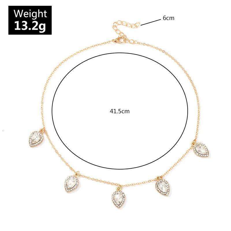 ZAKOL Korean Fashion Leaf Water Drop Choker Necklaces for Women AAA Cubic Zirconia Thin Chain Necklace Jewelry