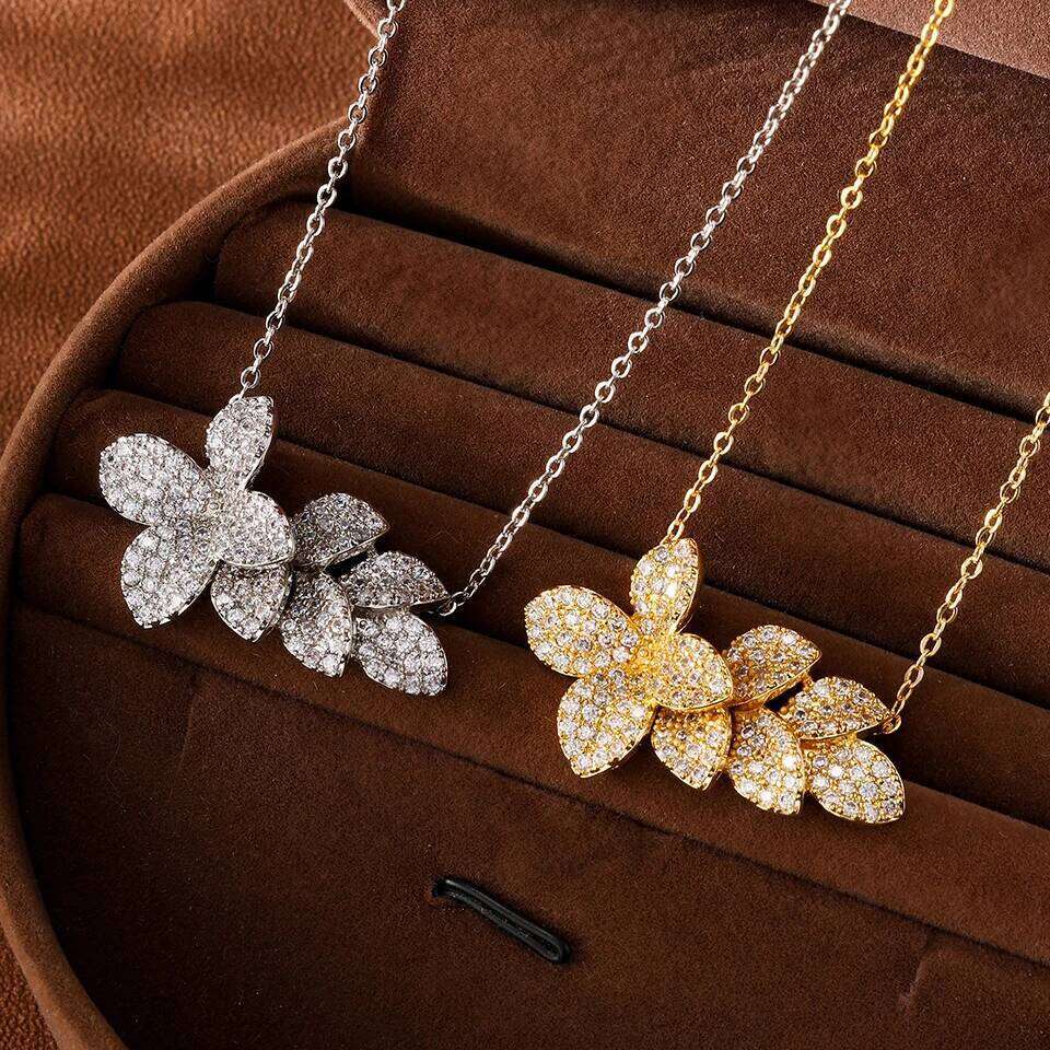 ZAKOL Leaf Flower Shaped Zircon Set for Women Gold/Silver Color Earrings & Necklace Wedding Party Jewelry Accessories