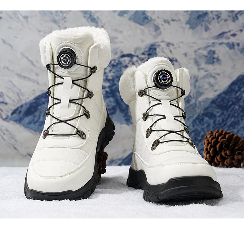 Snow Boots Men Women Large Cotton Boots with Velvet Mid Top High Top Martin Boots for Warmth and Comfort