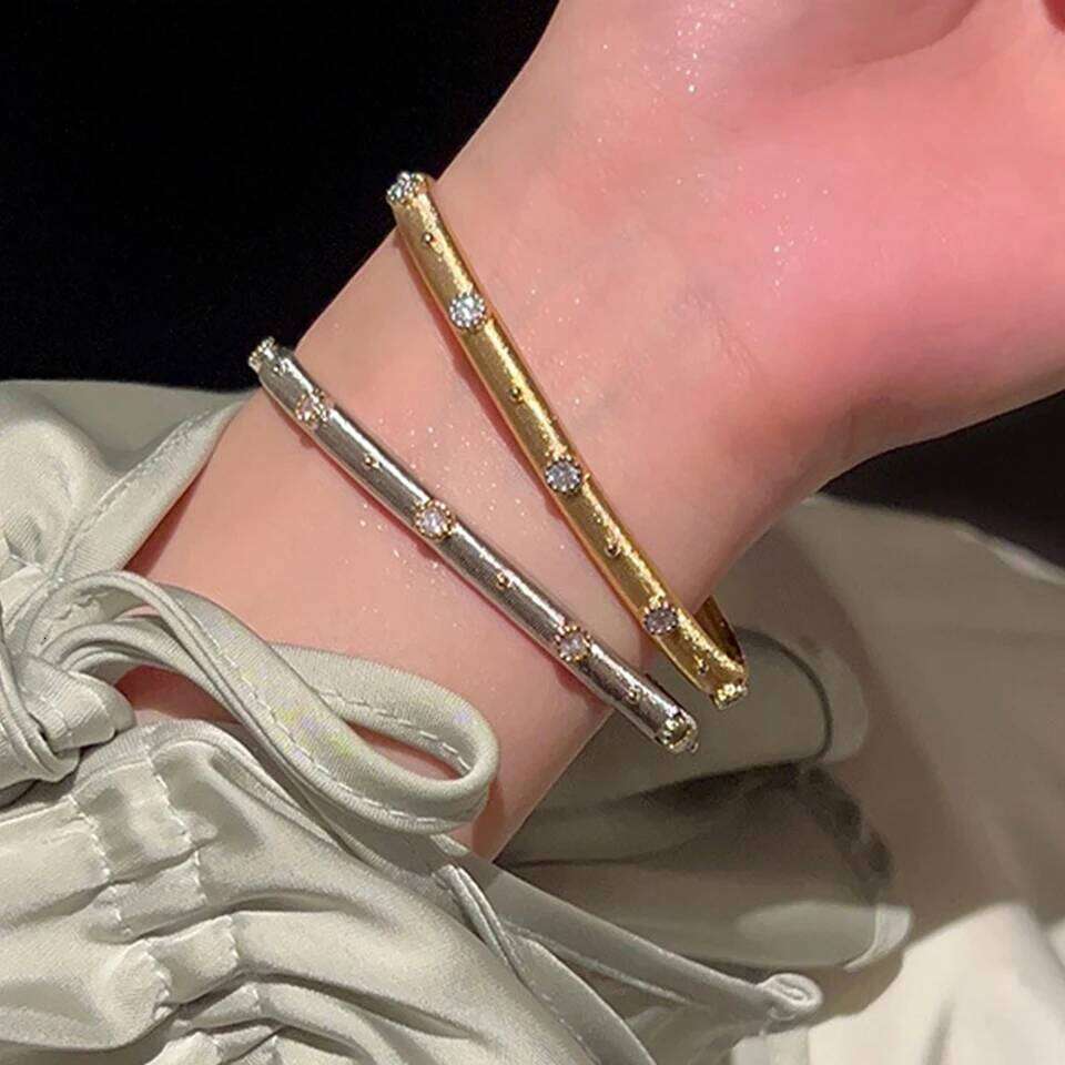 ZAKOL New Shiny Cubic Zirconia Hollow Four-leaf Flower CZ Textured Carved Cuff Bracelet for Women Luxury Padty Banquet Jewelry