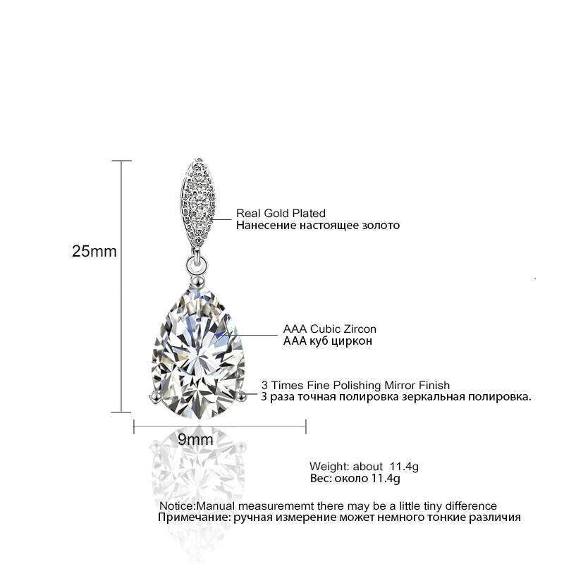 ZAKOL Classic AAA Cubic Zirconia Water Drop Dangle Earrings Shiny Clear Crystal Bridal Wedding Jewelry Wholesale