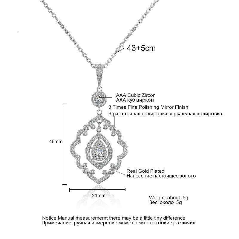 ZAKOL Classic Luxury Hollow geometric Shiny Zircon Pendant Earrings With Gift Box Sliver Color Bride Wedding Party Jewelry Set