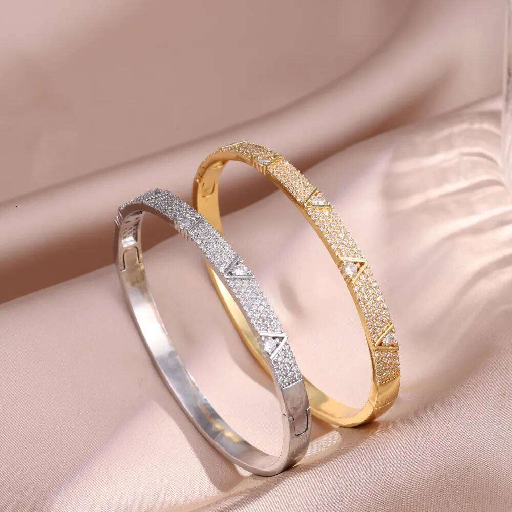 ZAKOL Light Luxury V-shaped Micro Inlaid Zircon Bracelet For Women/Men New Unique Design Jewelry Gift