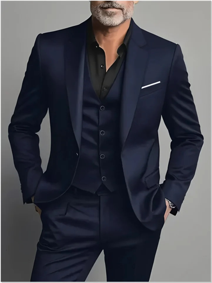 Elegant Mens Suit Sets- Slim Fit Tuxedo Set for Weddings Formal Occasions Black Suit 251217