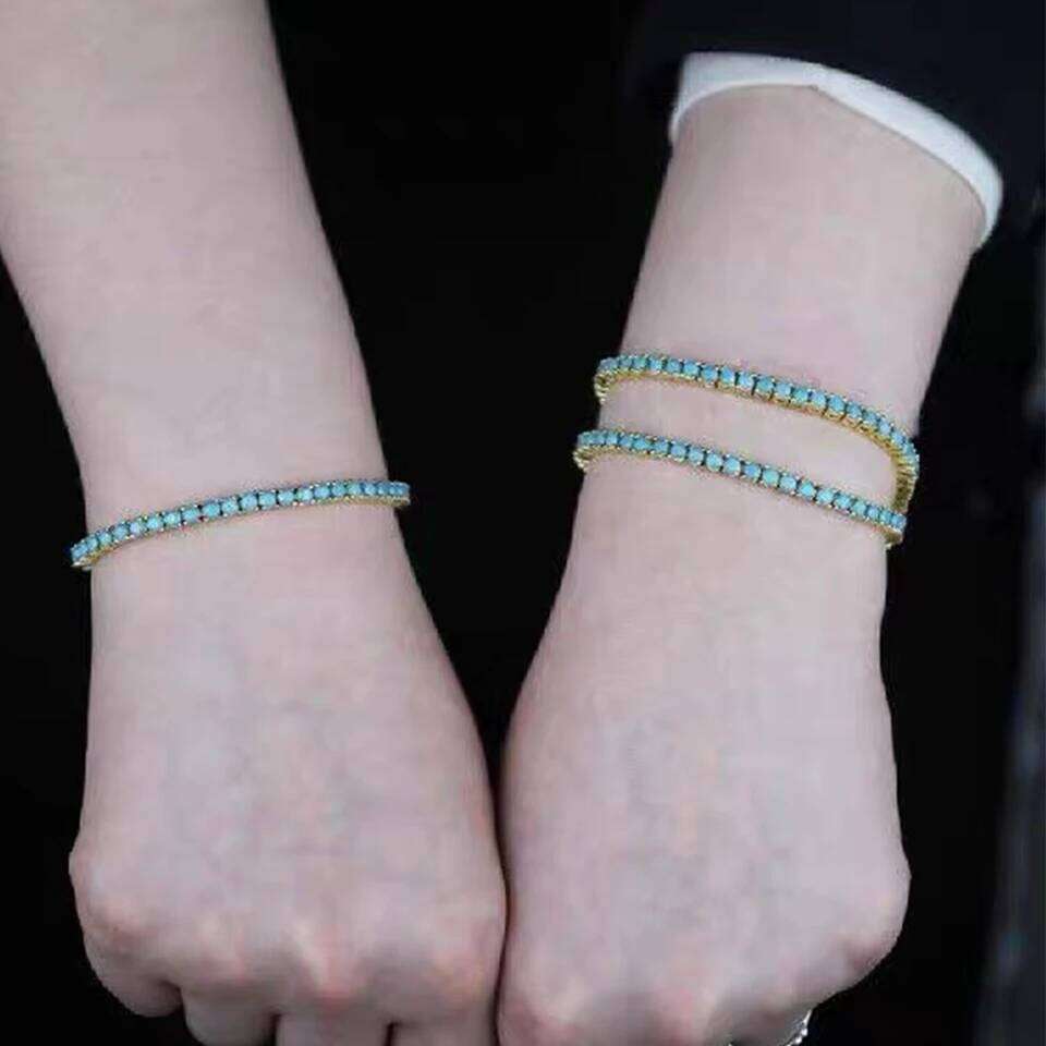 ZAKOL Fashion Simple Blue Turquoise CZ Stacked Tennis Bracelets for Women Men Niche Design Perfect Jewelry Gift Wholesale
