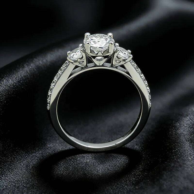 1.8ct D Color Moissanite Ring For Women 925 Sterling Silver with White Gold Plated Lab Diamond Engagement Wedding Band Jewelry 9be