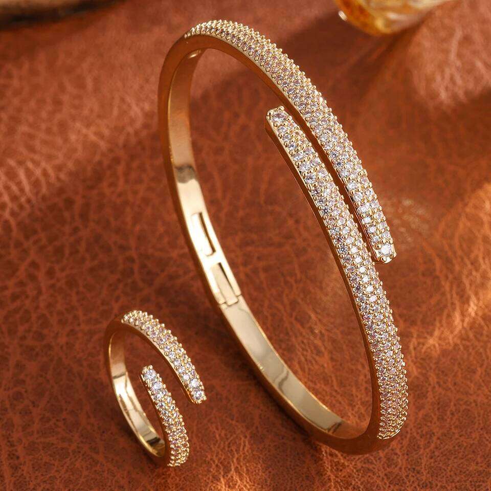 ZAKOL Trendy Zircon Bracelet Ring Set for Women Exquisite Birthday Jewelry Gift Exclusively Designed Fashion Accessory