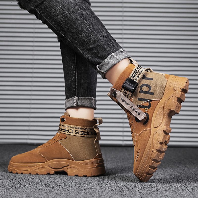 Hot Sale 2026 New Men's High Top Combat Boots, Spring Autumn Round Toe Military Boots, Plus Size Casual Martens Shoes Free Shipping