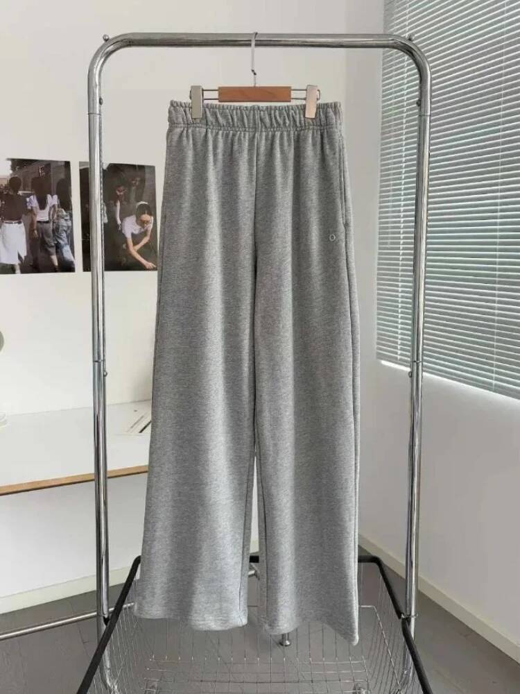 Women's Sports Pants Elastic High Waist Black Straight Trousers Cotton Loose 2025 Autumn Winter Thicken Warm Sweatpants Women