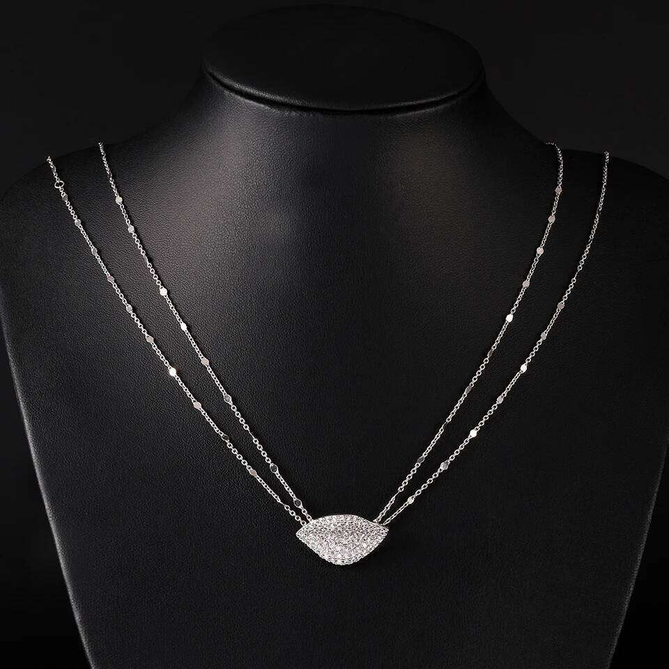 ZAKOL New Trendy Gold Silver Color Zircon Inlaid Leaf Long Necklace for Women Fashion Sequins Sexy Party Sweater Chain Jewelry