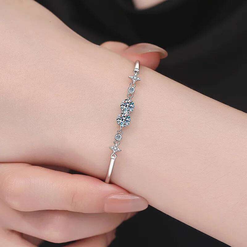1ct D Color Moissanite Tennis 925 Sterling Silver Plated White Gold Bracelet for Women Man Sparkling Party Jewelry 27a