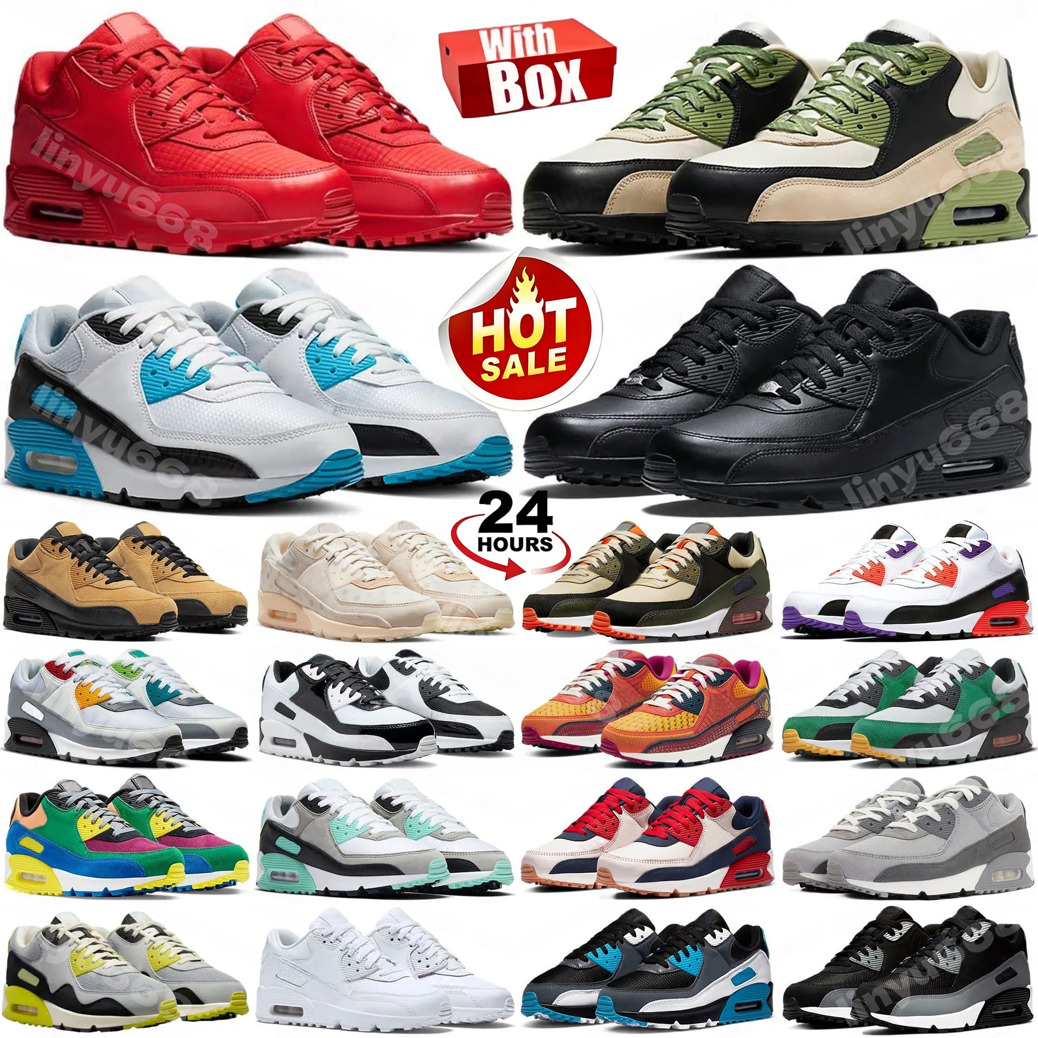 90 Men Running Shoes 90s Mens Trainers UNC Triple Black White Leather Red Wolf Grey Caramel Platform Loafers Outdoor Sports Sneakers Jogging Chaussures EUR