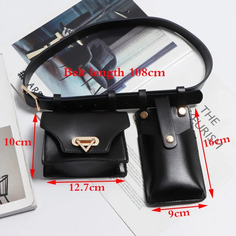 2PCS Woman Waist Bag Leather Crossbody Chest Bags For Female Fanny Packs Mini Belt Bag Girl Waist Phone Pouch 251224