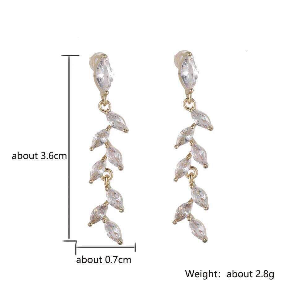 ZAKOL New Arrival Full Micro-set Cubic Zirconia Leaf Earring for Women Luxury Shiny CZ Bridal Wedding Jewelry