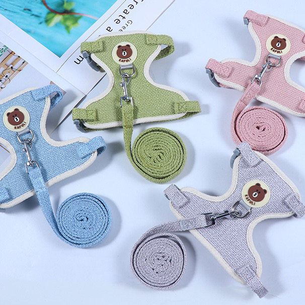 Durable Cat Dog Harness with Adjustable Leash Escape Proof Design for Pet Walking Outdoor Stretchy Rope