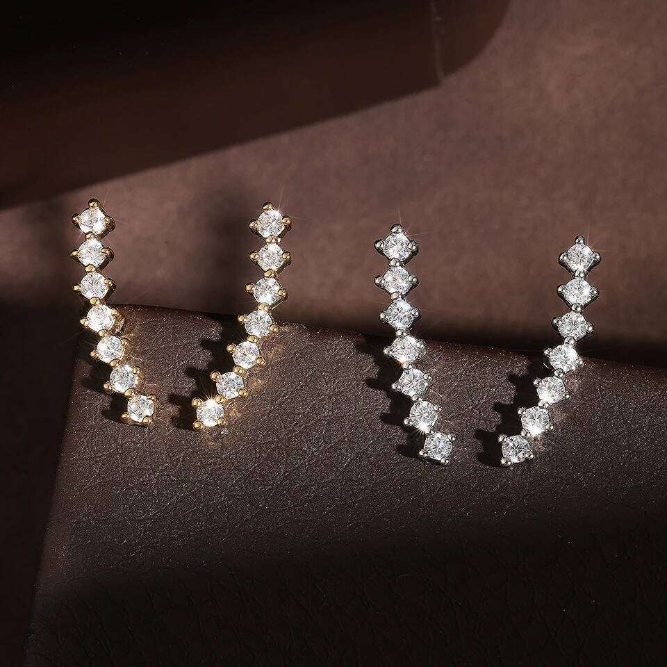 ZAKOL Fashion Round Shiny Zircon Climbing Earrings for Women Long Dipper Climber Ear Cuff Earring Wedding Jewelry