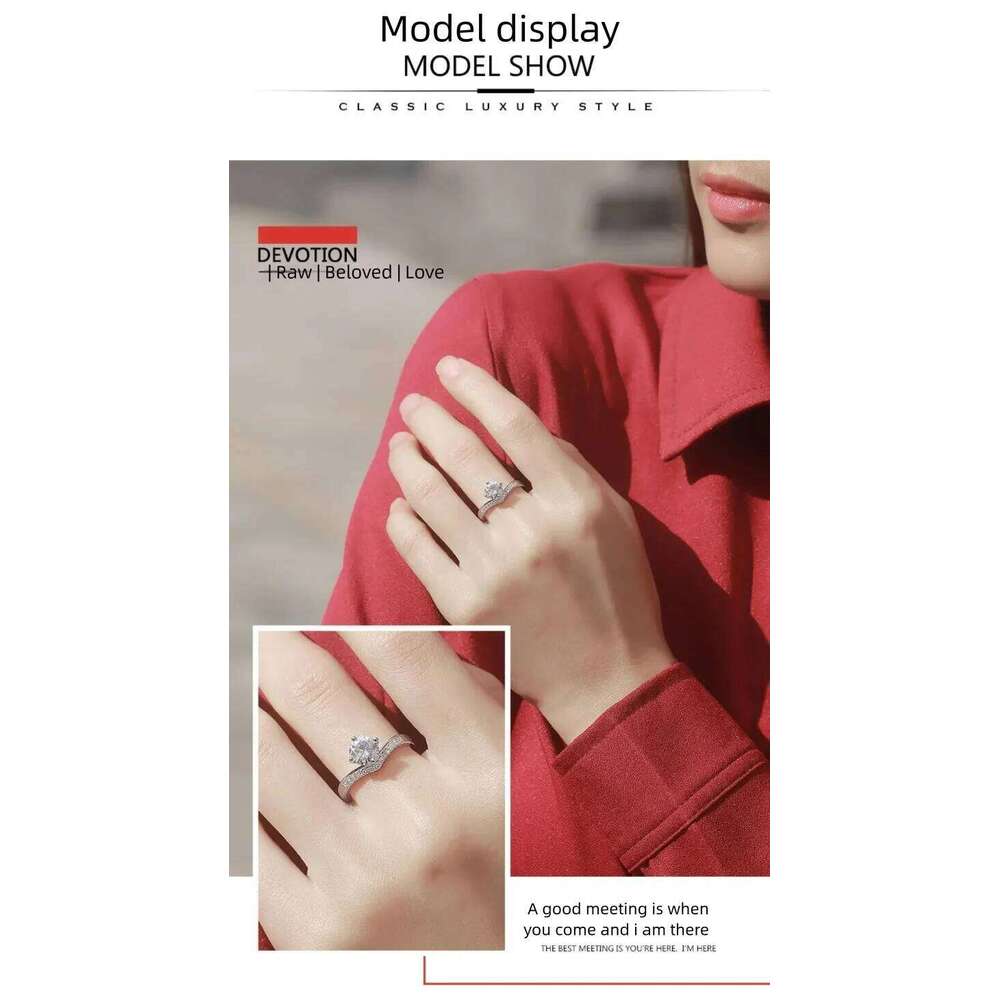 0.5-3ct D Color Moissanite Engagement Ring for Women 925 Sterling Silver Gold Plated Solitaire Rings Wholesale 05c