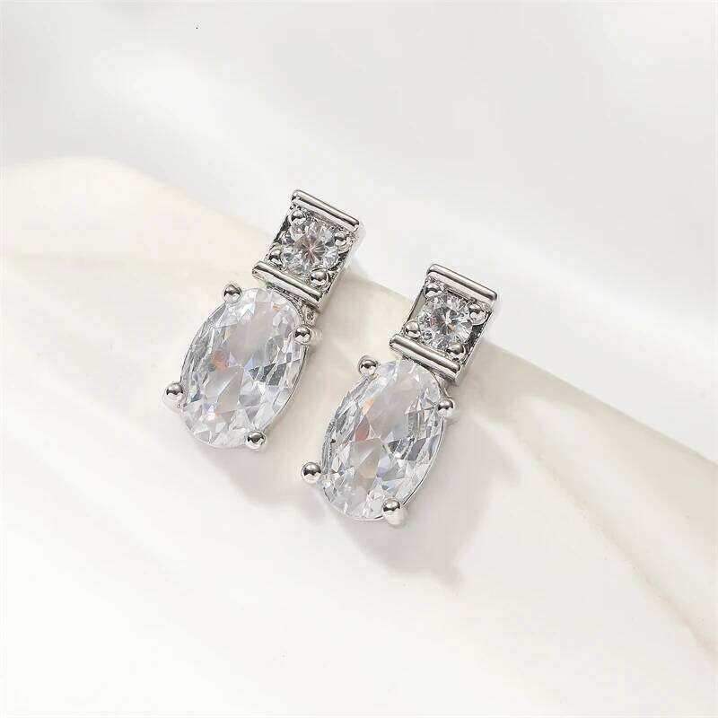 ZAKOL New Exquisite Elliptical Blue Green AAA Zircon Stud Earrings Shiny Crystal CZ Birthday Christmas Jewelry Gifts for Women